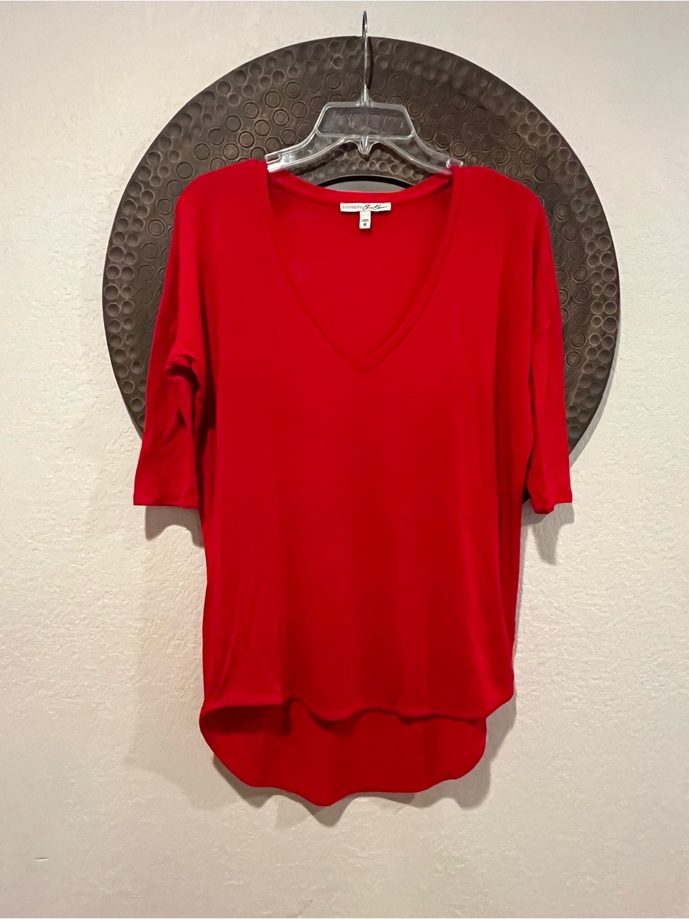 Express One Eleven Red Modal V Neck Top XS